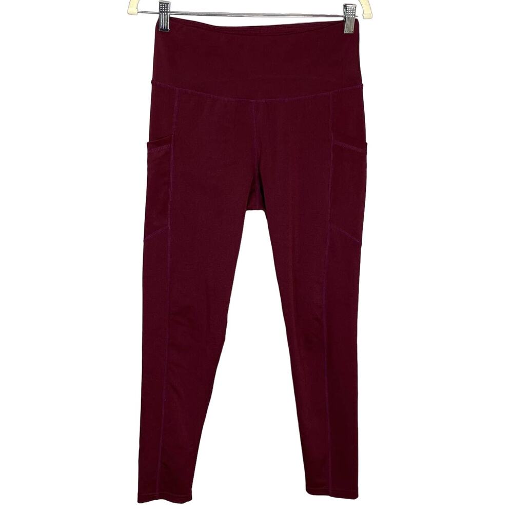 DYCE Active Women's Burgundy Leggings Size M High-Waist Pockets
